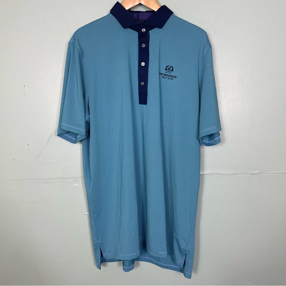 Greyson Sakima Polo Golf Striped Sky Blue Green Men’s XL NWT
